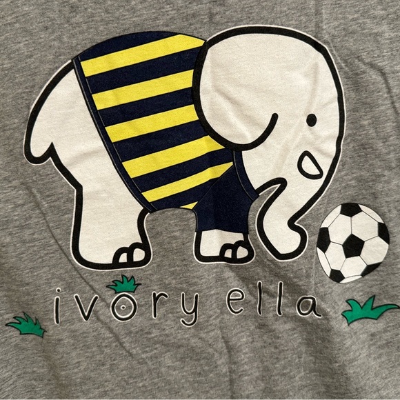 Ivory Ella Soccer Shirt, Medium Short Sleeve Shirt, Elephant Playing Soccer - Picture 5 of 13